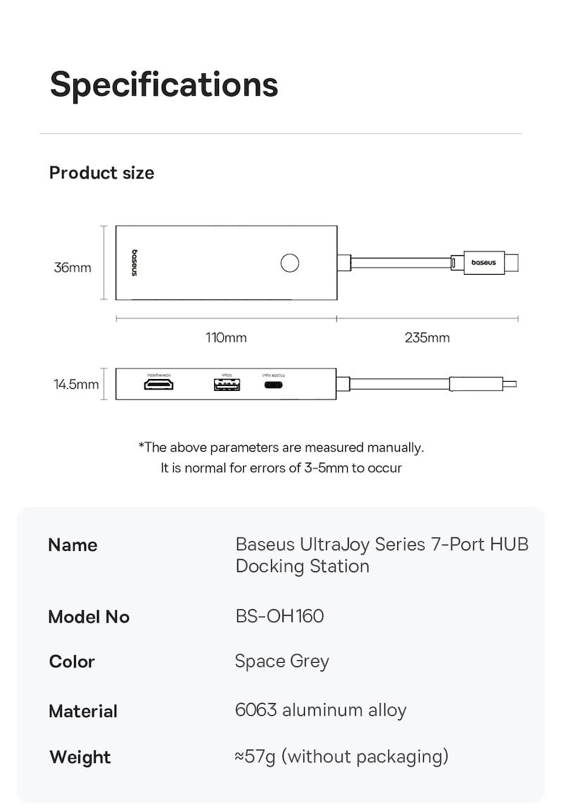 USB хаб Baseus UltraJoy Series 7 Port HUB Docking Station купить в Минске