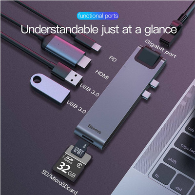 Концентратор Baseus thunderbolt C+Pro Seven-in-one smart HUB