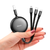 Кабель-рулетка Baseus Little Octopus 3 в 1 adjustable cable M+L+T 1.2m 3.5A