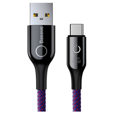 Кабель Baseus C-shaped Light Intelligent USB AM/CM 1м