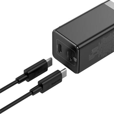 Сетевое зарядное Baseus GaN2 Quick Charger C+C 45W EU With Mini Cable Type-C to Type-C 60W 20V/3A