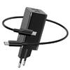 Сетевое зарядное Baseus GaN Mini Quick Charger C+U 45W EU With Mini Cable Type-C to Type-C 60W 20V/3A