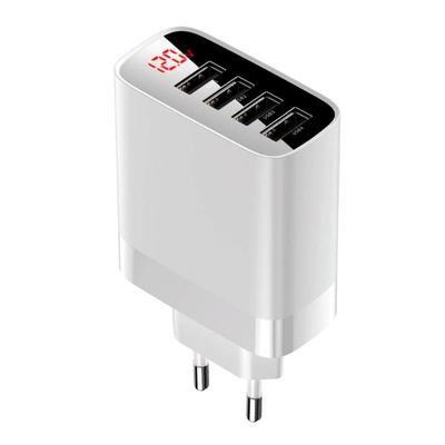 Сетевое зарядное Baseus Mirror Lake Digital Display 4USB Travel Charger