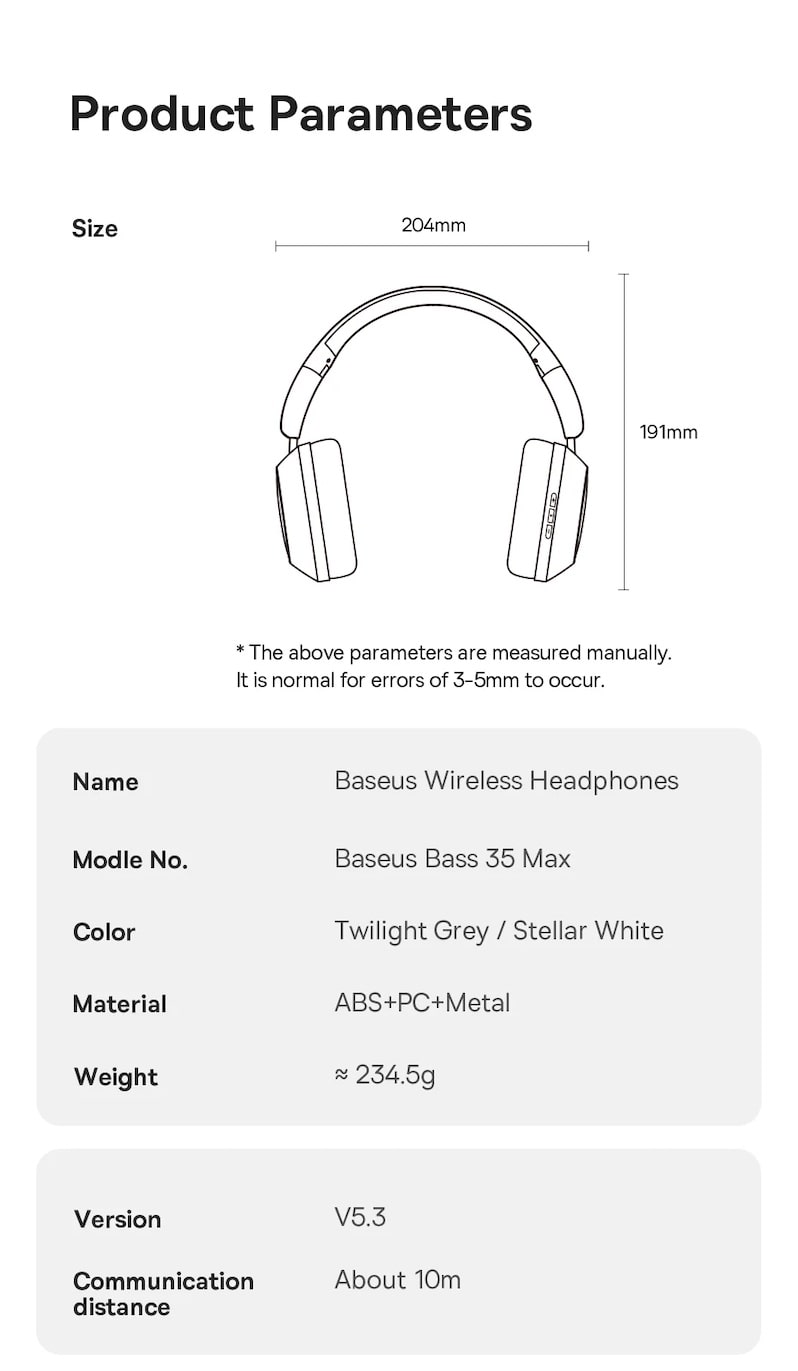 размеры продукта