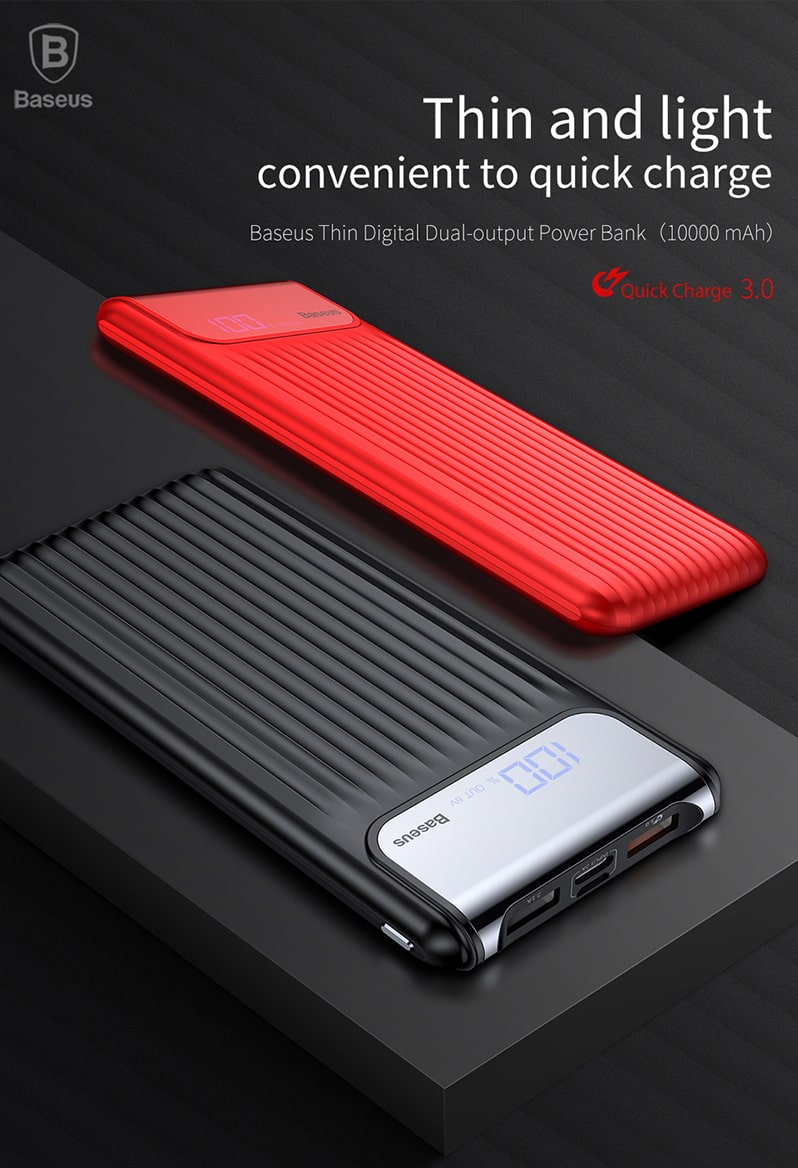 Внешний аккумулятор Baseus Thin Digital 10000mAh Power Bank купить в  Минске, цена на baseus-shop.by