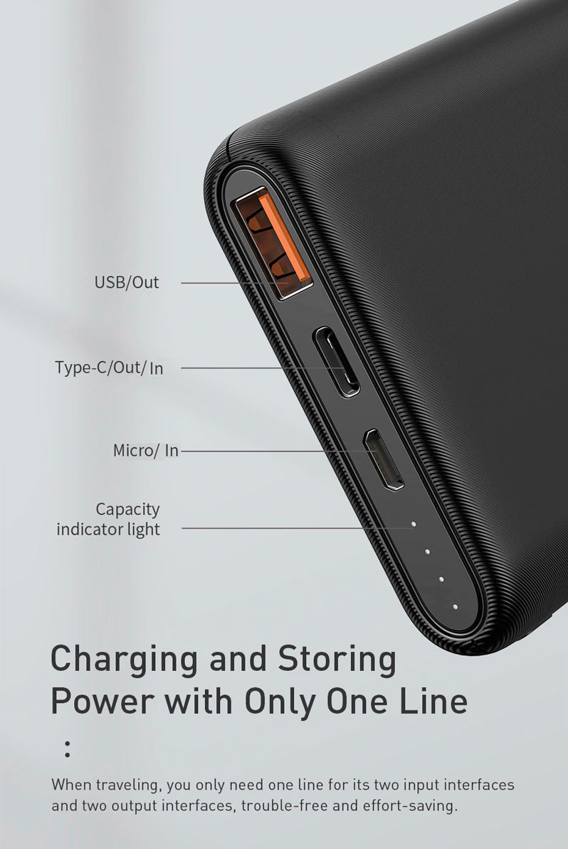 Внешний аккумулятор Baseus Bipow Quick Charge PD+QC 10000mAh 18W купить в  Минске