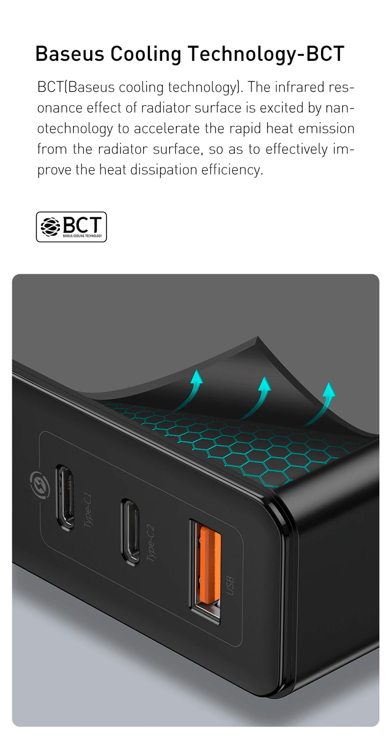 Сетевое зарядное Baseus GaN Mini Quick Charger C+C+A 120W купить в Минске