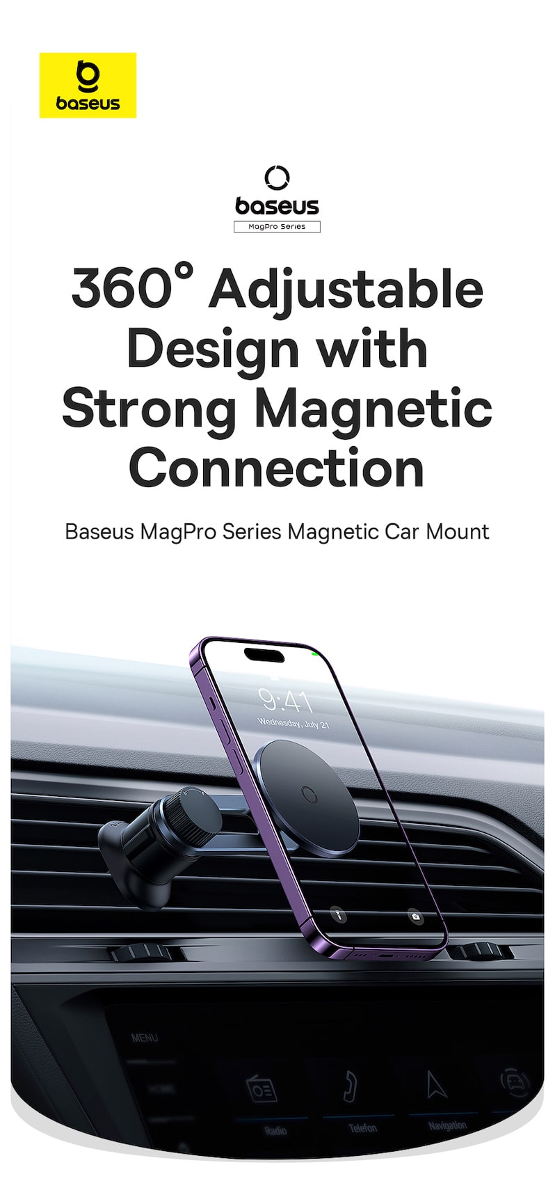 Магнитный автомобильный держатель Baseus MagPro Series Magnetic Car Mount  купить в Минске