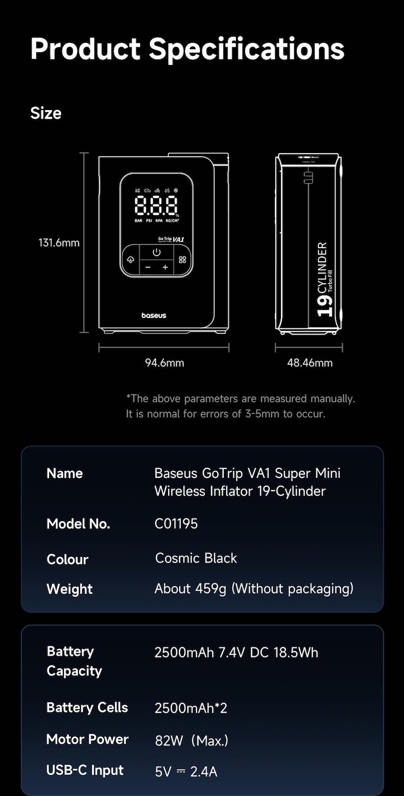 параметры продукта