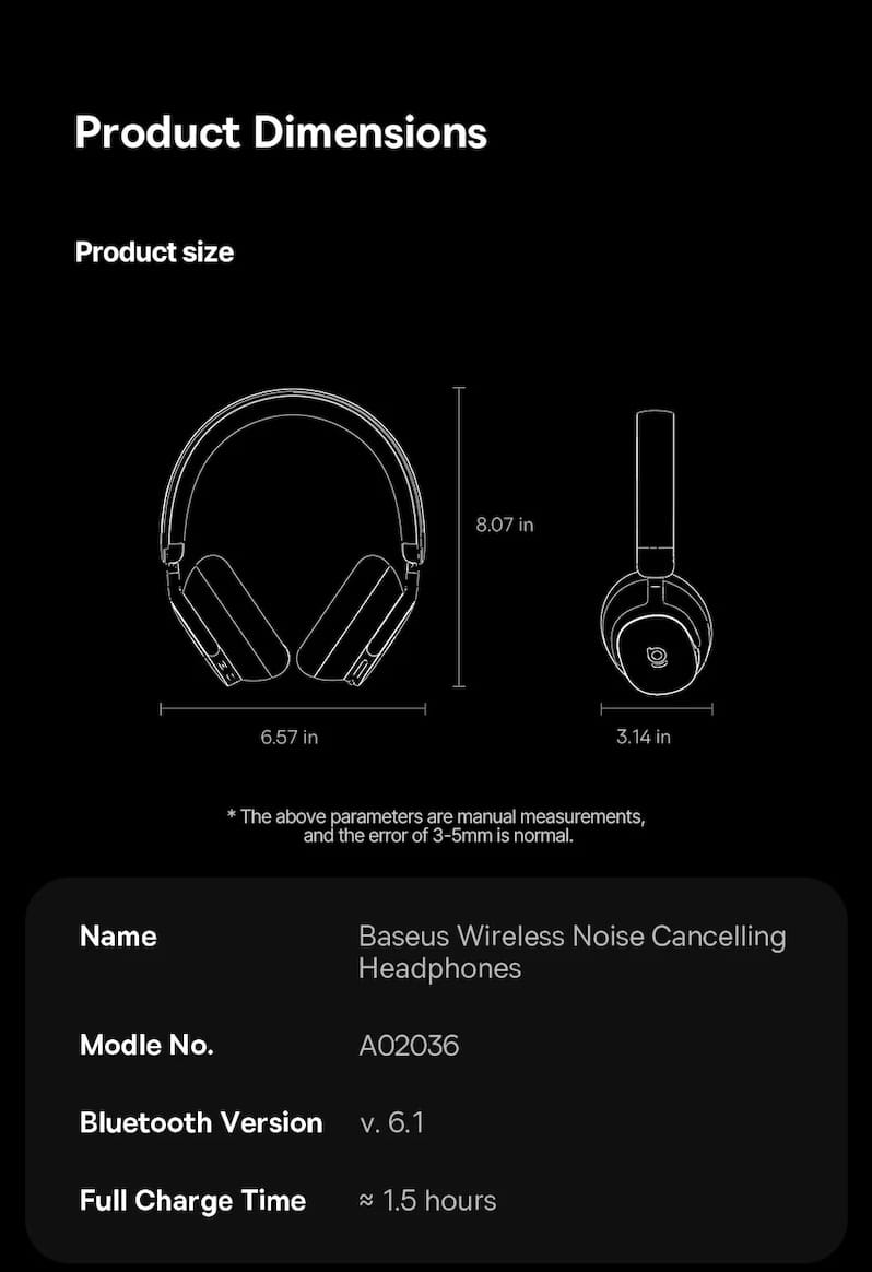 параметры продукта